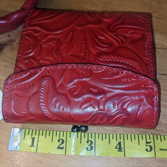 Patricia Nash Sarina Bag & Reiti Wallet in Lava Burnished Tooled Leather 2pc Set - Picture 3 of 16